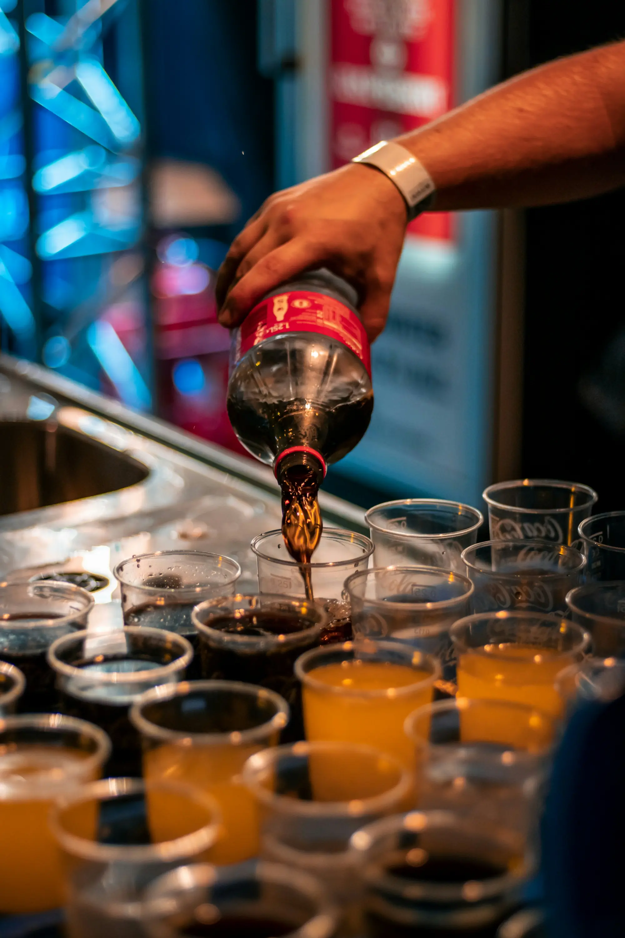 A beverage being poured